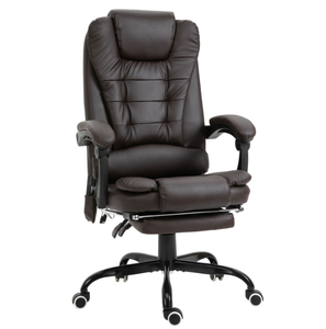lot 73 image: Vinsetto 7-Point Vibrating Massage Office Chair High Back Massaging Office Desk Chair with Lumbar Support, Footrest, Brown