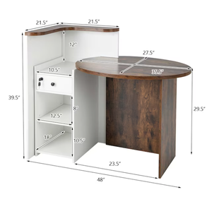lot 80 image: Costway Front Reception Counter Desk Checkout Office Desk with Open Shelf and Lockable Drawer White