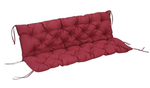 lot 211 image: Outsunny 59 x 38 Tufted Bench Cushion for Outdoor Furniture, 3-Seater Replacement for Swing Chair, Patio SofaCouch, Overstuffed, Includes Backrest, Wine Red