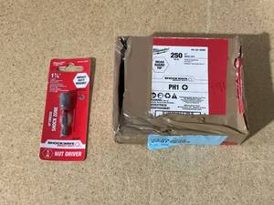 lot 60 image: LOT OF 2 Milwaukee 14 Nut Driver 1 78 & 1 Impact Bits (See Photos)