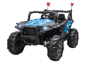 lot 32 image: Aosom 12V Kids Ride On Truck, 10Ah Electric Car Off-Road UTV with Bluetooth, Remote Control, Suspensions, USB, MP3, Lights, 3 Speeds & 4 Motors, Blue (Slightly Used )