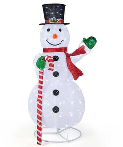 lot 224 image: Costway 5 ft. Pre-lit Christmas Snowman Pop-up Xmas Holiday Decoration with 180 LED Lights