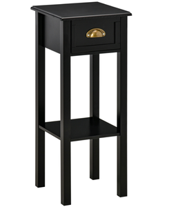 lot 225 image: HOMCOM 2-Tier Side Table with Drawer Shelf, End Table for Living Room Hallway, Black (No Insructions)