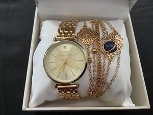 lot 105 image: Laura Ashley Womens Gold 5pc Watch and Jewelry Set