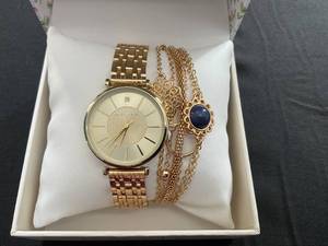 lot 109 image: Laura Ashley Womens Gold 5pc Watch and Jewelry Set