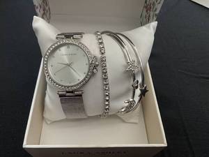 lot 121 image: Laura Ashley womens silver watch and 4-piece jewelry set