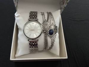 lot 122 image: Laura Ashley Womens Silver 5pc Watch and Jewelry Set