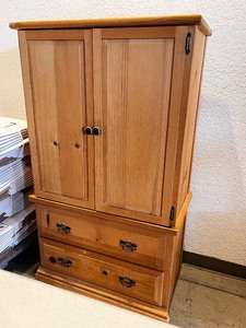 lot 92 image: Wooden Wardrobe Cabinet with Drawers and Shelves
