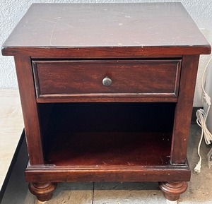 lot 111 image: Wooden Nightstand with Drawer and Open Shelf, 24 Inch Wide