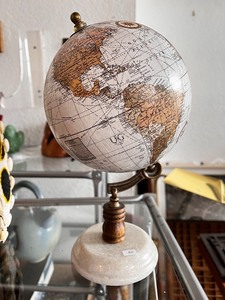 lot 119 image: Small Vintage Desktop Globe with Marble Base