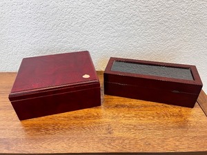 lot 163 image: Wooden Cigar Humidor and Glass Top Watch Display Box Set
