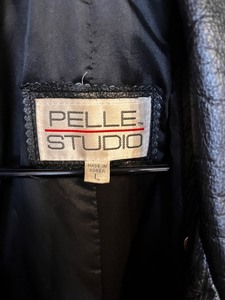 lot 170 image: Pelle Studio Long Black Leather Trench Coat - Sz Large�