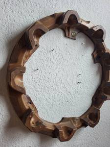 lot 30 image: Carved Wooden Circular Display Stand with Compartments, 22 Inch Diameter