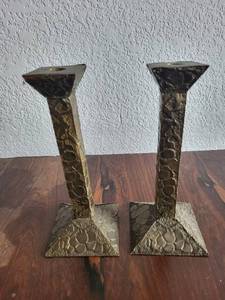 lot 80 image: Pair of 1910 F&B Frankart Brass Candlestick Holders