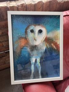 lot 186 image: Framed Owl Artwork Print 13x17 Inches