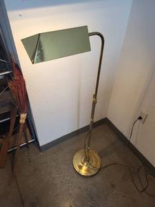 lot 187 image: Brass Adjustable Floor Lamp with Geometric Shade