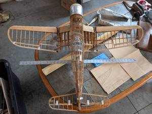 lot 3 image: Vintage Built-Up Balsa Model Airplane, Miniature Aircraft Corp Kit, 41 Inch Wingspan