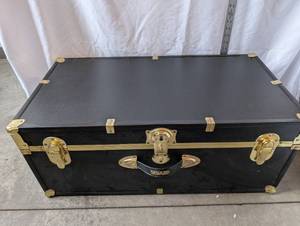 lot 37 image: Seward Black Trunk with Brass Hardware