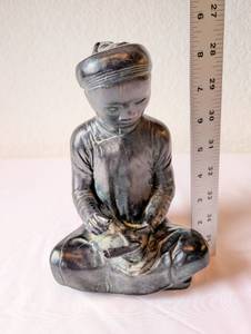 lot 51 image: Vintage Seated Asian-Style Bronze Sculpture Figurine 8.5 Inches Tall