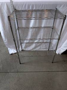 lot 57 image: 3-Tier Chrome Wire Shelving Unit, 31x24x14 Inches