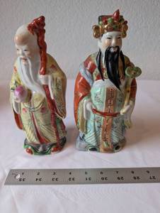 lot 60 image: Pair of Hand-Painted Asian Porcelain Immortal Figurines