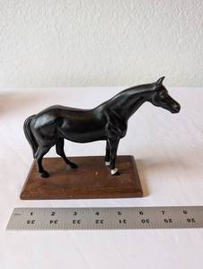 lot 68 image: Vintage Metal Horse Figurine on Wood Base