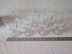 lot 70 image: Set of 7 Clear Glass Goblets with Decorative Bases