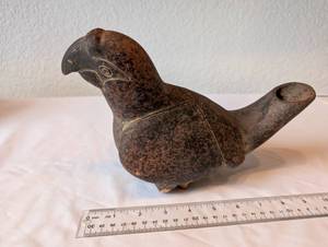 lot 224 image: Antique Stone Bird Effigy Vessel with Incised Details