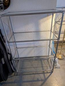 lot 230 image: Metal and Glass 3-Tier Shelf Unit
