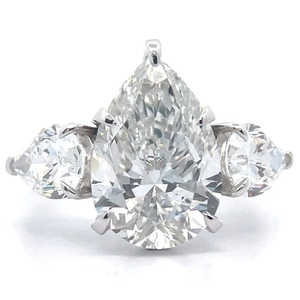 7.04 Carat Diamond Pear Three-Stone Ring in 14k White Gold w/ Report *VIDEO*