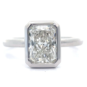 lot 6 image: 1.83 Carat Diamond Radiant Cut Bezel Set Solitaire Ring in 14k White Gold w Report VIDEO
