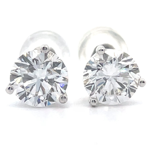 lot 7 image: 2 Carat Diamond Three-Prong Martini Solitaire Stud Earrings in 14k White Gold w Report VIDEO