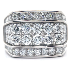 lot 8 image: Mens 5 Carat Diamond Pav Square Top Heavyweight Ring in White Gold Retail $8,995 VIDEO