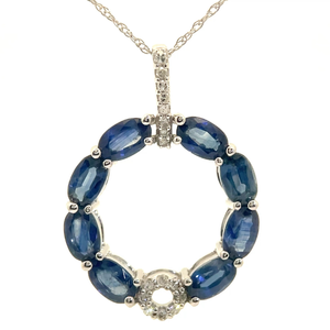 lot 21 image: 2.62 Carat Natural Sapphire & Diamond Wreath Pendant Necklace in 14k Gold Retail $1,495 VIDEO