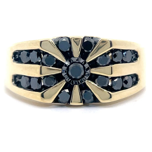 lot 22 image: Mens 1 Carat Fancy Black Diamond Channel Square Top Ring in Yellow Gold Retail $1,995 VIDEO