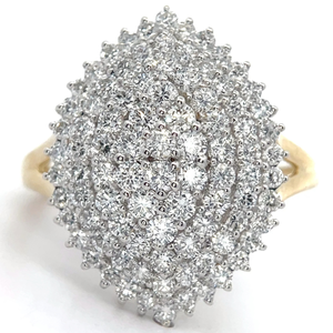 lot 25 image: 2.04 Carat Diamond Tiered Marquise Cluster Ring in Yellow Gold Retail $2,395 VIDEO