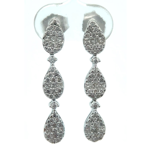 lot 30 image: 0.50 Carat Natural Diamond Raindrop Linear Dangle Earrings in White Gold Retail $1,645 VIDEO
