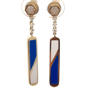 lot 33 image: Retro-Mod Natural Diamond & Enamel Linear Dangle Earrings in 14k Gold Retail $1,245 VIDEO