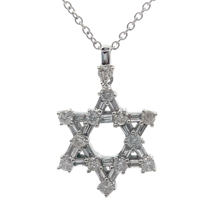 lot 44 image: 0.38 Carat Natural Diamond Star of David Pendant Necklace in 14k Gold Retail $1,645 VIDEO