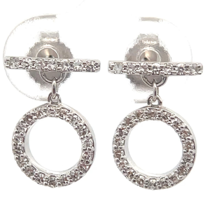 lot 46 image: 0.25 Carat Natural Diamond Infinity Circle Bar Earrings in 14k White Gold Retail $1,495 VIDEO