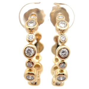 lot 53 image: 0.50 Carat Diamond Bubble Bezel C-Hoop Earrings in 14k Gold Retail $345 VIDEO