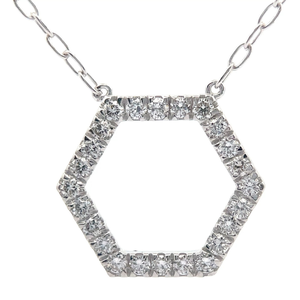 lot 54 image: 1.08 Carat Pav Diamond Geometric Halo Paperclip Chain Necklace Retail $595 VIDEO