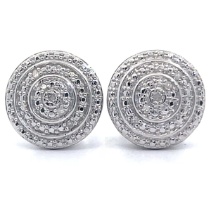 lot 58 image: Vintage Natural Diamond Bezel Button Stud Earrings VIDEO