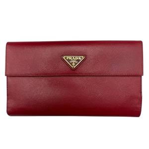 lot 39A image: Prada Red Saffiano Leather Continental Wallet Pre-Owned Retail $550