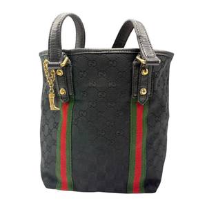 lot 50A image: Gucci GG Canvas Web Tote with Horsebit Chain Jacquard Lining Pre-Owned Retail $1,050