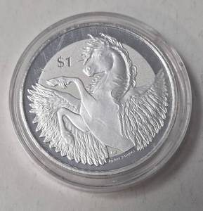 2 Oz. 2019 British Virgin Islands 2 oz Fine Silver Pegasus Frosted BU  - (Ultra low mintage of 5000 coins) - Airtite Case