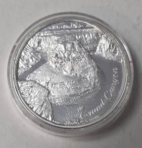 lot 8 image: 2 Oz. .999 Fine Silver  Round - American Landmark Series - Grand Canyon - Airtite Case