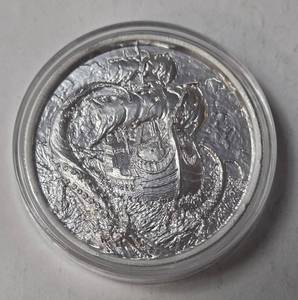 lot 12 image: 2 Oz.Fine Silver - Pirate Treasure .999 Fine Silver No Prey-No Pay - The Kraken - Airtite Case