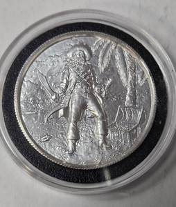 lot 18 image: 2 Oz Fine Silver - Pirate Treasure .999 Fine Silver  No Prey-No Pay - The Captain - Airtite Case