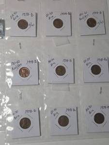 lot 39 image: Book of 27 -1958 Brown Wheat Pennies